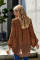 Brown Lantern Sleeve Lace Up Blouse
