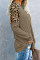 Khaki Leopard Stitching Long Sleeve Top