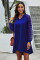 Blue Lace Long Sleeves Shift Above Knee Dress