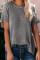 Gray Short Sleeve Knit Top
