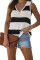 Black Striped V-Neck Knit Tank
