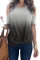 Gray Gradient Cold Shoulder Knot Twisted T-Shirt
