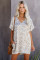 V-Neck Half Sleeve Leopard Casual T Shirt Dress with Pockets