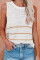 White Knit Tank Top with Stripes