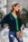 Blue Fashion Contrast Color V Neck Blouse