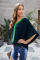 Blue Fashion Contrast Color V Neck Blouse