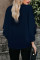 Blue Fashion Contrast Color V Neck Blouse