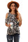 Black Brown Leopard Print Cold Shoulder Top