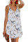 White Floral Pattern Buttoned Slip Cami Dress