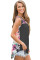 Black Front Floral Print Back High-low Hem Tank