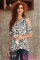 White Leopard Print Cold Shoulder Top