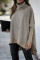 Khaki Turtleneck Bat Sleeve Side Slit Tunic Top