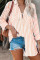 Orange Stripe Linen Dropped Sleeve Button Down Blouse with Pocket
