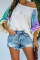 Beige Contrast Tie Dye Thermal Knit Top