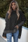 Black Turtleneck Bat Sleeve Side Slit Tunic Top