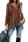 Brown Lantern Sleeve Lace Up Blouse