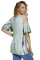 Mint Tie Dye Print Crisscross Cold Shoulder Top