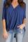 Blue Wrap Hi-lo Hem Blouse