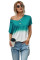 Blue White Ombre Color Block Casual Summer Shirt