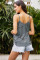 Gray Tropical Plant Print Tank Top