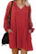 Red Lace Long Sleeves Shift Above Knee Dress