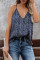 Blue Printed Racerback Tank Top