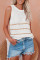 White Knit Tank Top with Stripes