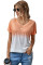 Orange White Ombre Color Block Casual Summer Shirt