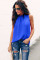 Blue Ruffle Trim Neckline Tank Top