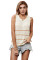 Beige Knit Tank Top with Stripes