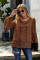 Brown Lantern Sleeve Lace Up Blouse