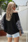 Black Blossom Contrast Swiss Dot Knit Top