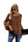 Brown Lantern Sleeve Lace Up Blouse