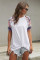 White Front Knot Floral Printed Short Sleeve Tops