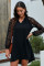 Black Lace Long Sleeves Shift Above Knee Dress