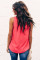 Red Ruffle Trim Neckline Tank Top