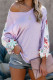 Purple Contrast Eyelet Thermal Knit Top