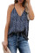 Blue Printed Racerback Tank Top