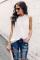 White Ruffle Trim Neckline Tank Top