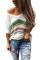 White Stripes Knit T-shirt with Slits