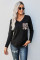 Black Leopard Patch Pocket Long Sleeve Top