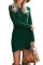Green Long Sleeve Wrap Hem Mini Dress