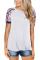 White Front Knot Floral Printed Short Sleeve Tops