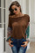 Brown Floral Sleeve Pullover Top