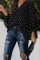 Black Love You Boo Balloon Sleeve Blouse