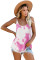 Pink Tie Dye Print Knit Tank Top