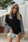 Black Blossom Contrast Swiss Dot Knit Top