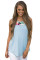Blue Front Floral Print Back High-low Hem Tank