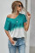 Blue White Ombre Color Block Casual Summer Shirt