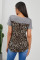 Gray Leopard Printed Splicing T-Shirt